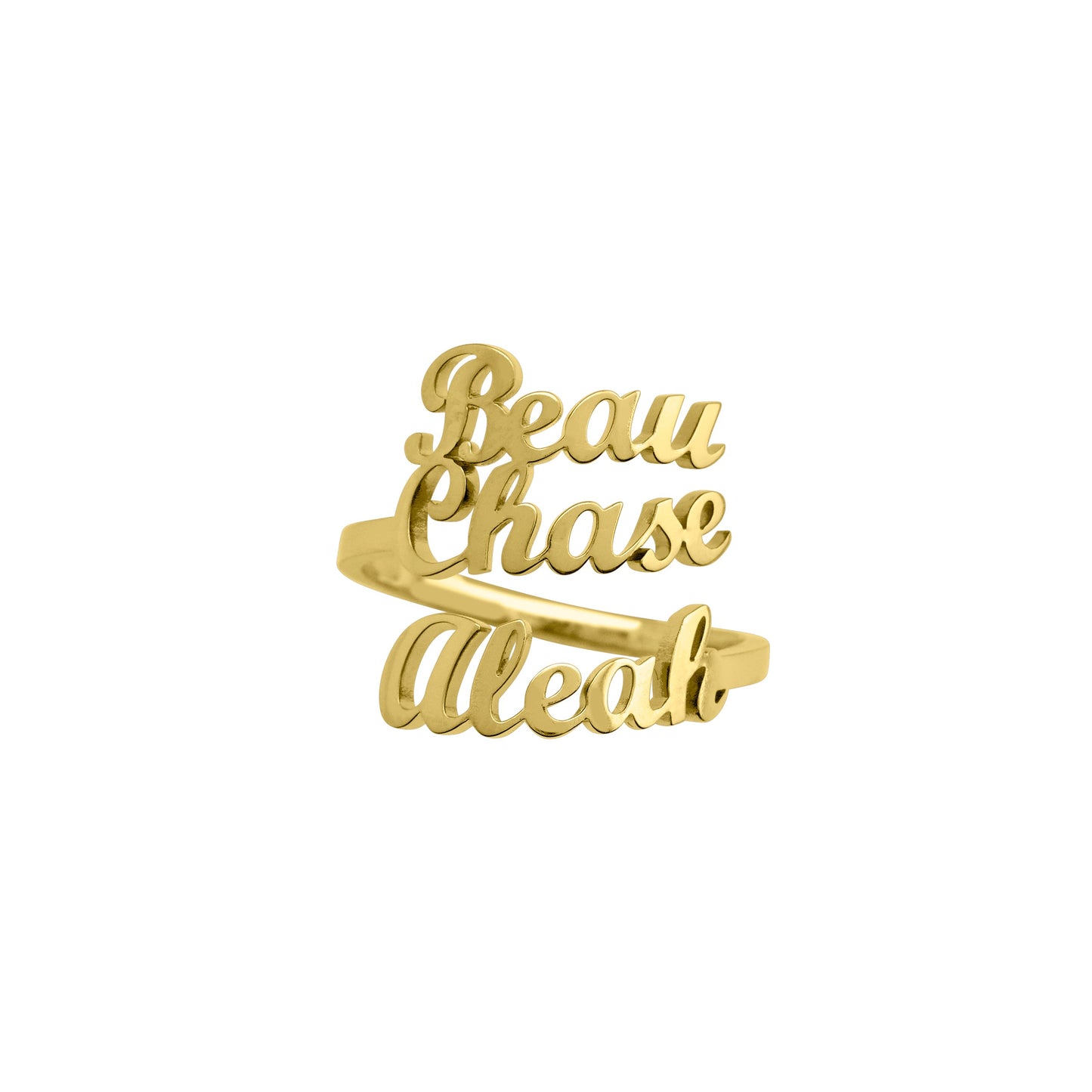 Triple Name Ring in gold tone