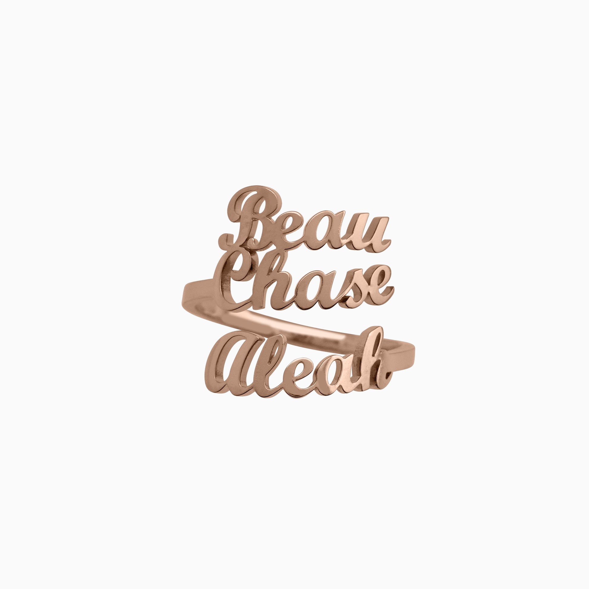 Triple Name Ring in rose gold tone