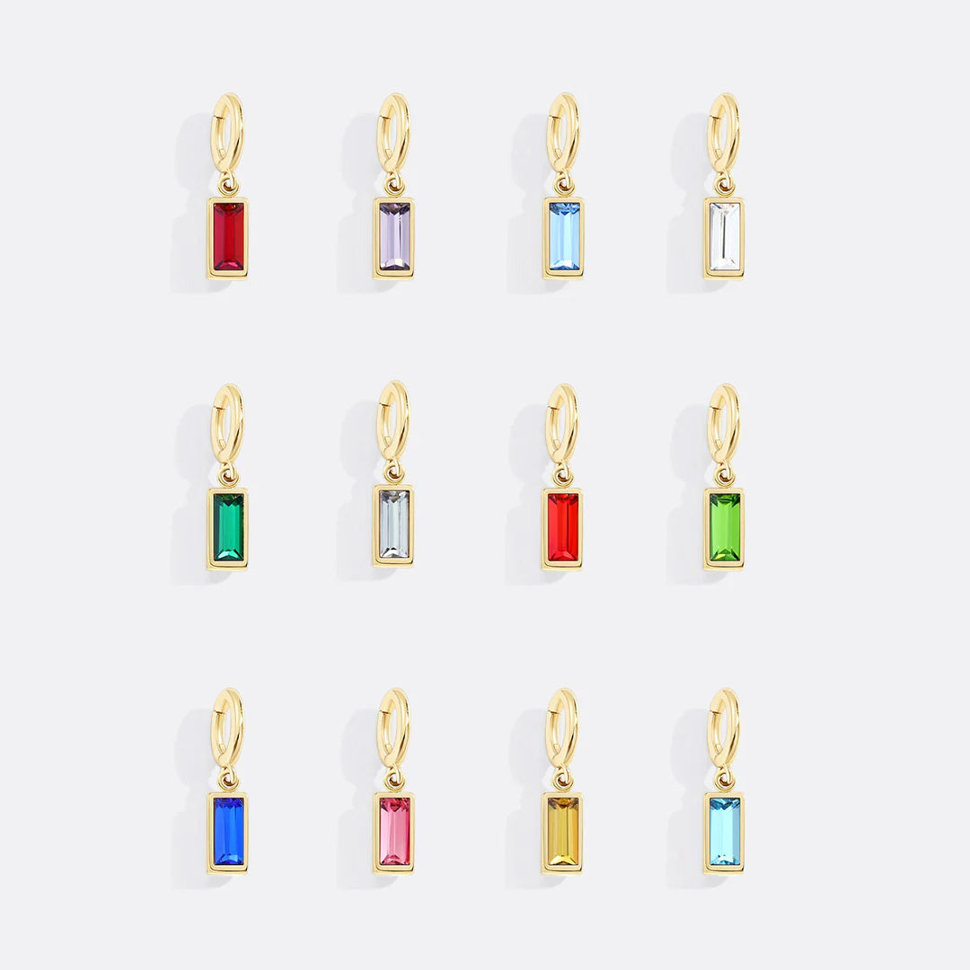 Dainty Baguette Birthstone Charm