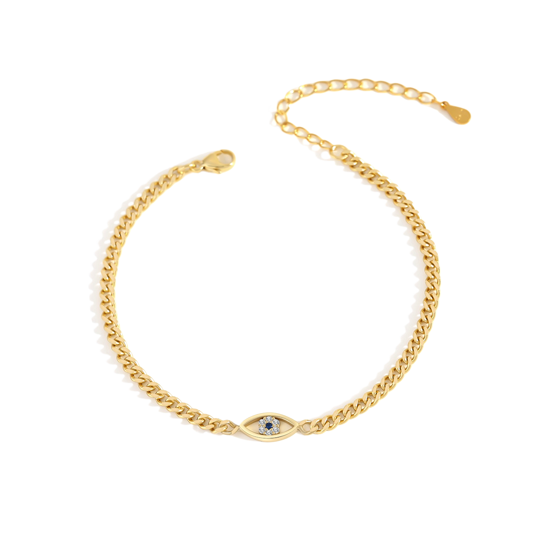 Zierliches Kubanisches Gliederarmband mit Bösem Blick