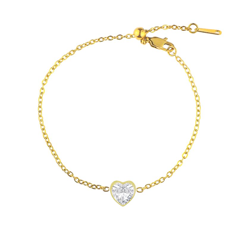 Dainty Heart Birthstone Bracelet