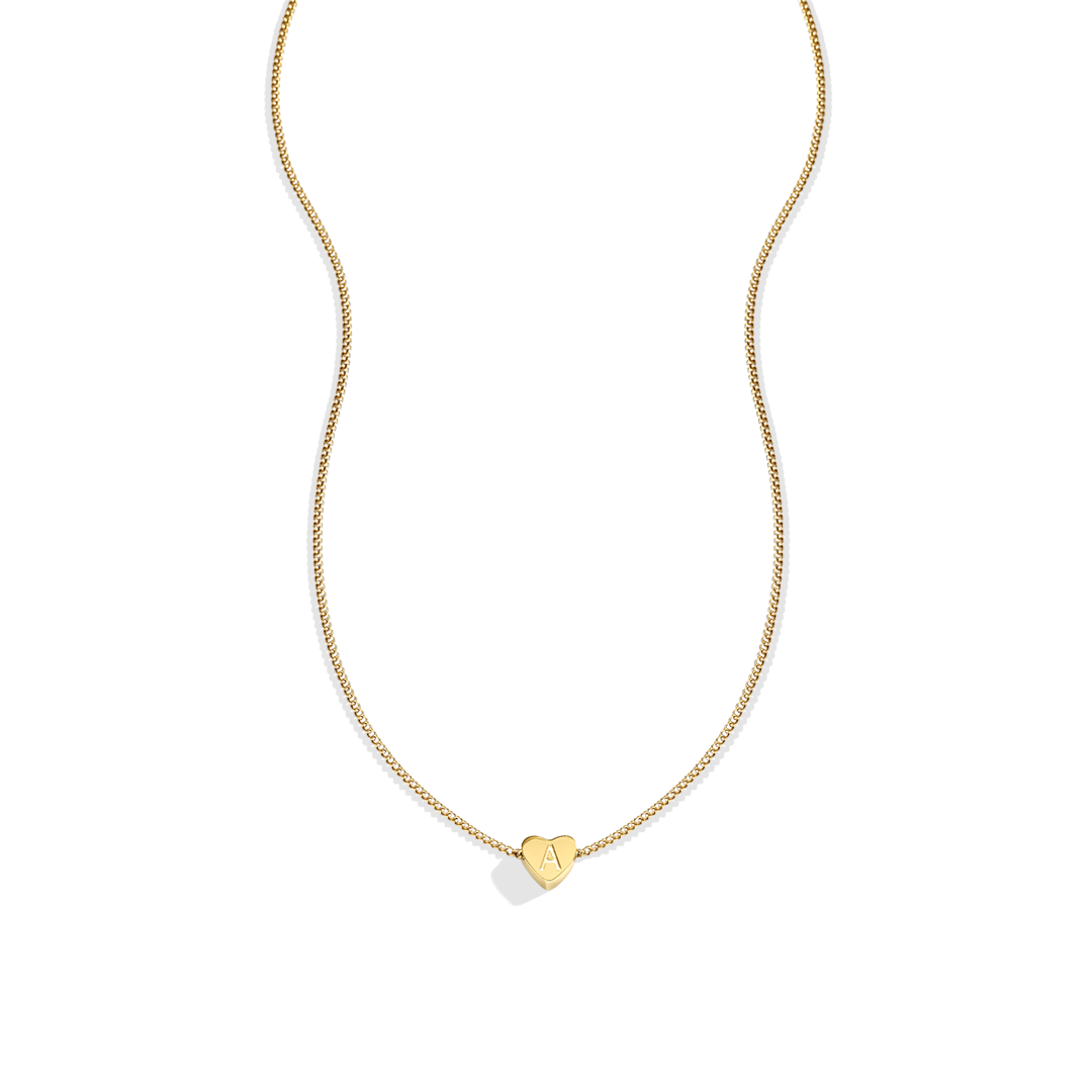 Dainty Heart Stacking Initial Necklace — Vanny Jewels