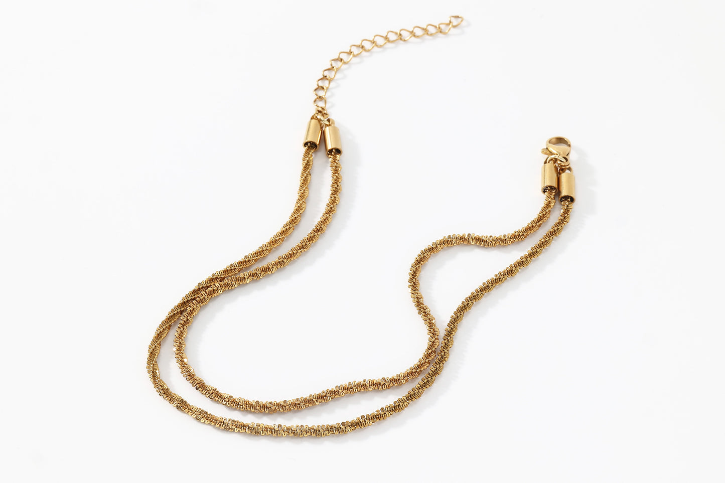 Dainty Layered Anklet, flat lay detail