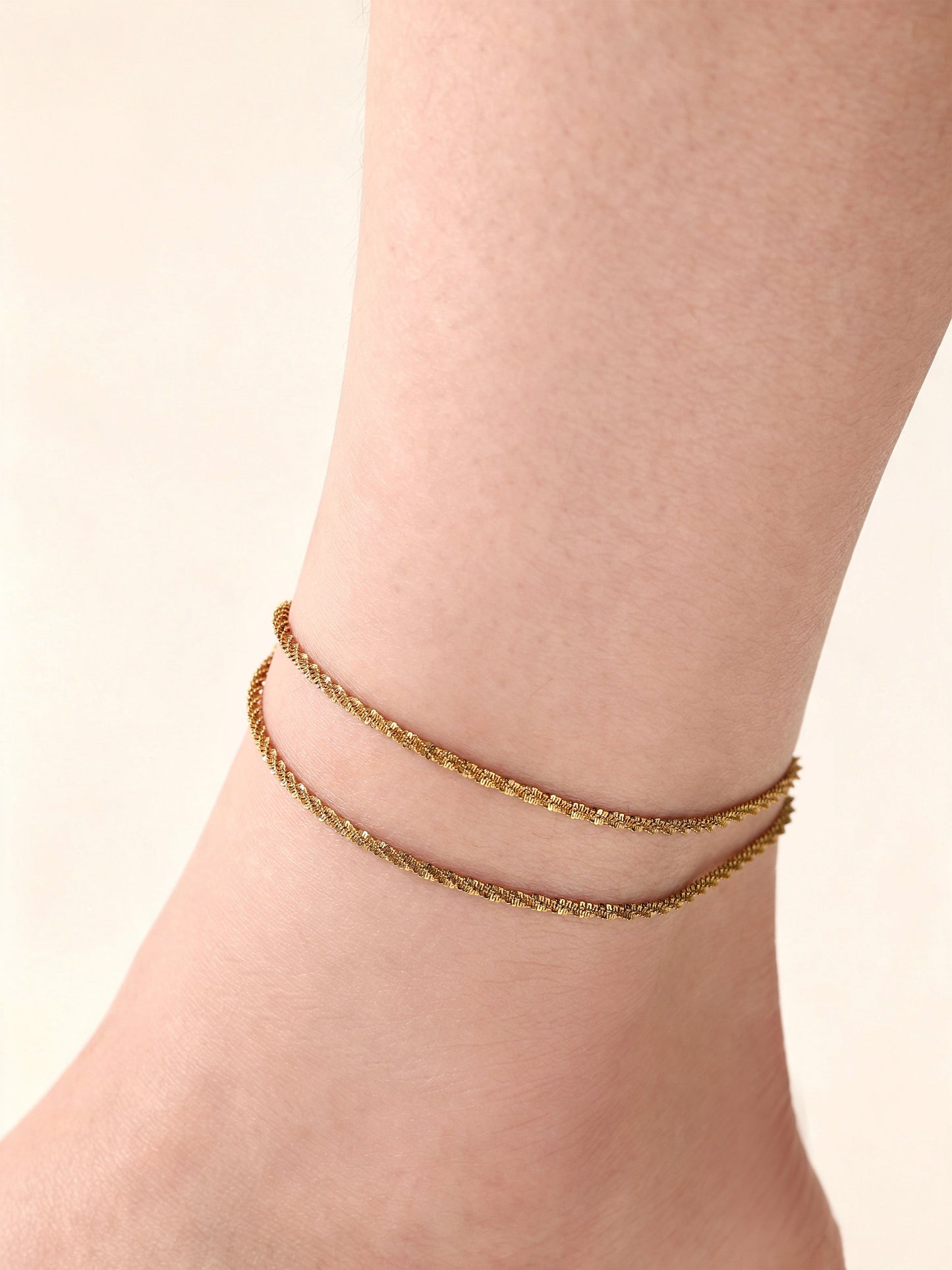 Dainty Layered Anklet, worn on a model