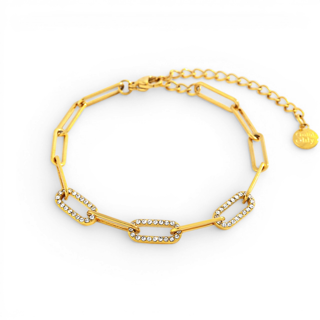 Dainty Pave Paperclip Chain Bracelet — Vanny Jewels