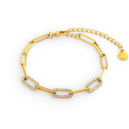 Dainty Pave Paperclip Chain Bracelet — Vanny Jewels