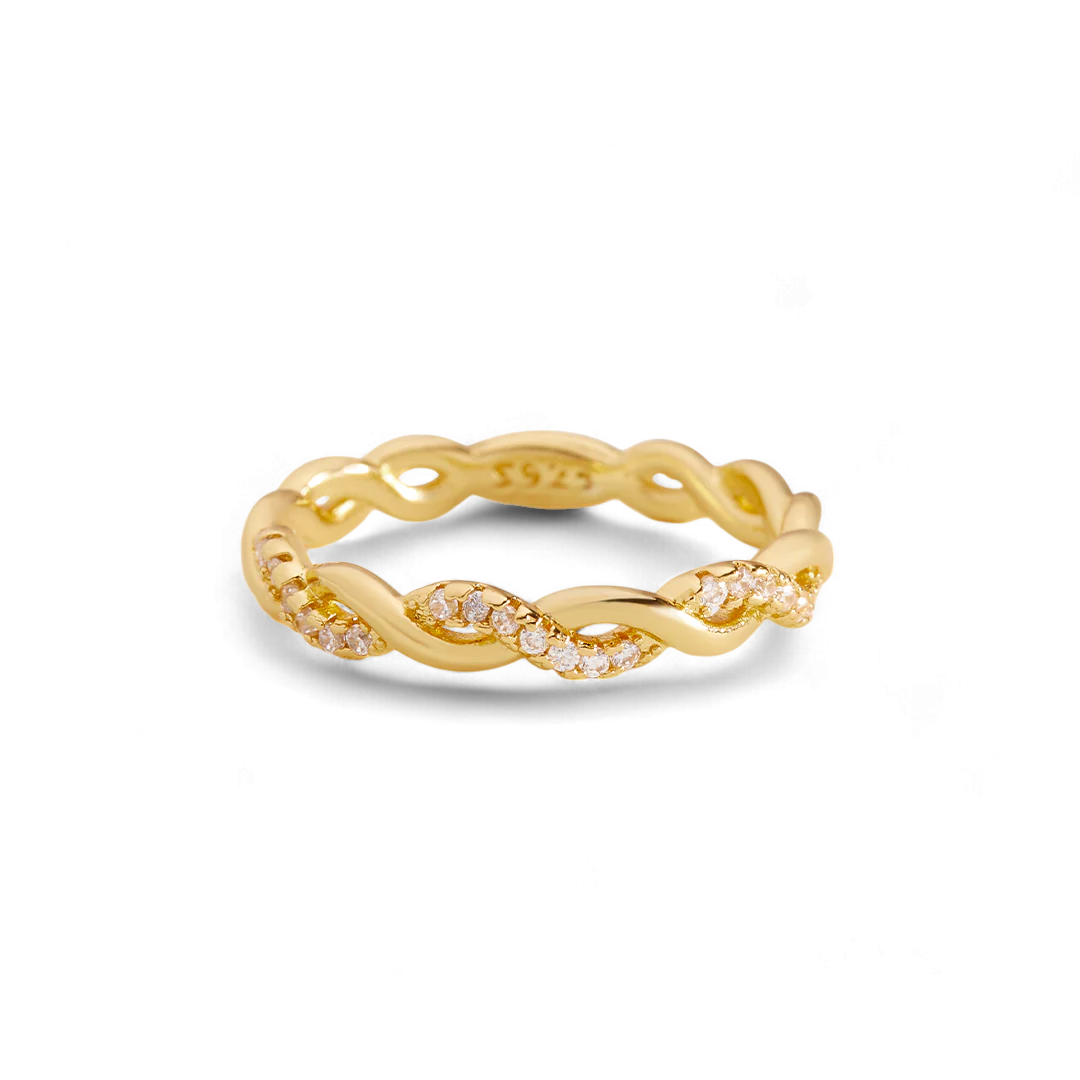 Dainty Pave Twist Stacking Ring — Vanny Jewels