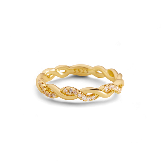 Dainty Pave Twist Stacking Ring — Vanny Jewels