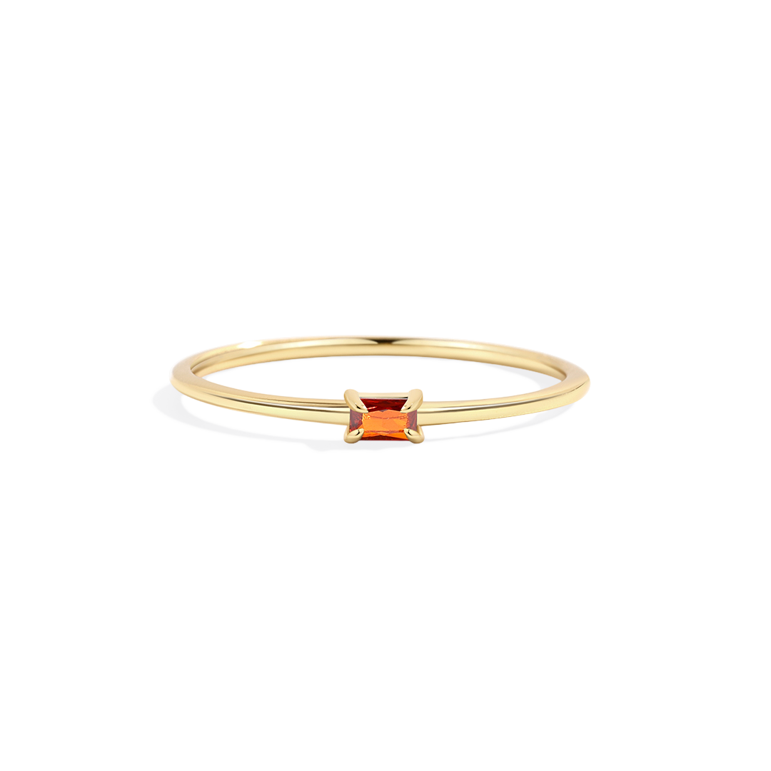 Dainty Baguette Birthstone Stacking Ring — Vanny Jewels