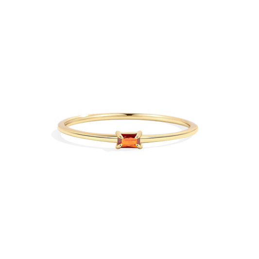 Dainty Baguette Birthstone Stacking Ring — Vanny Jewels