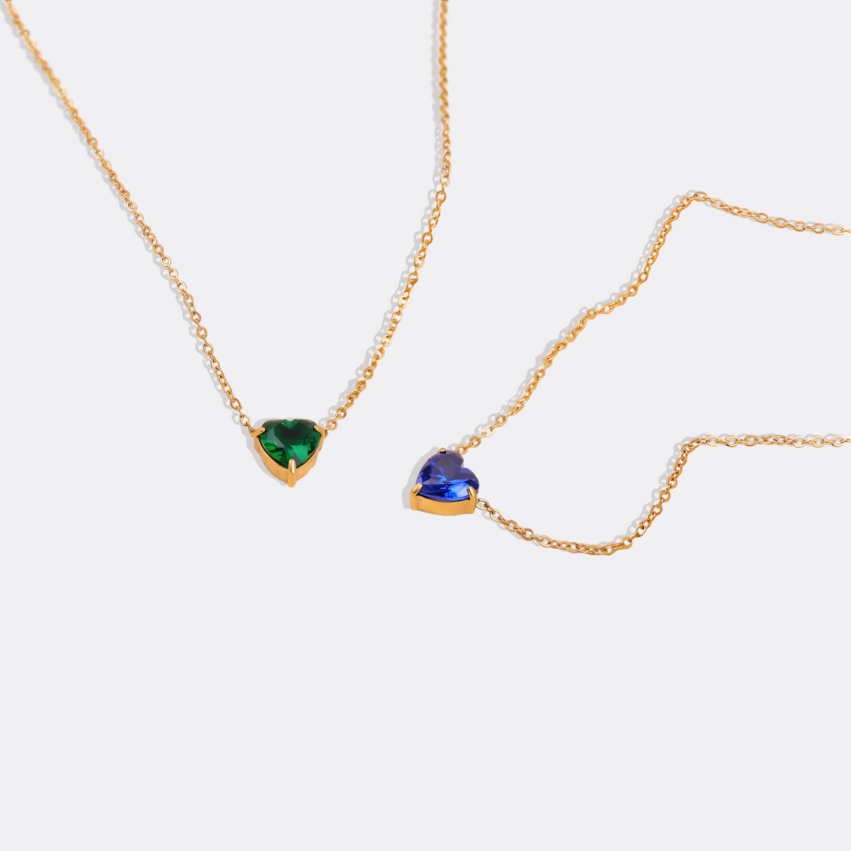 Dainty Birthstone Heart Necklace in gold tone