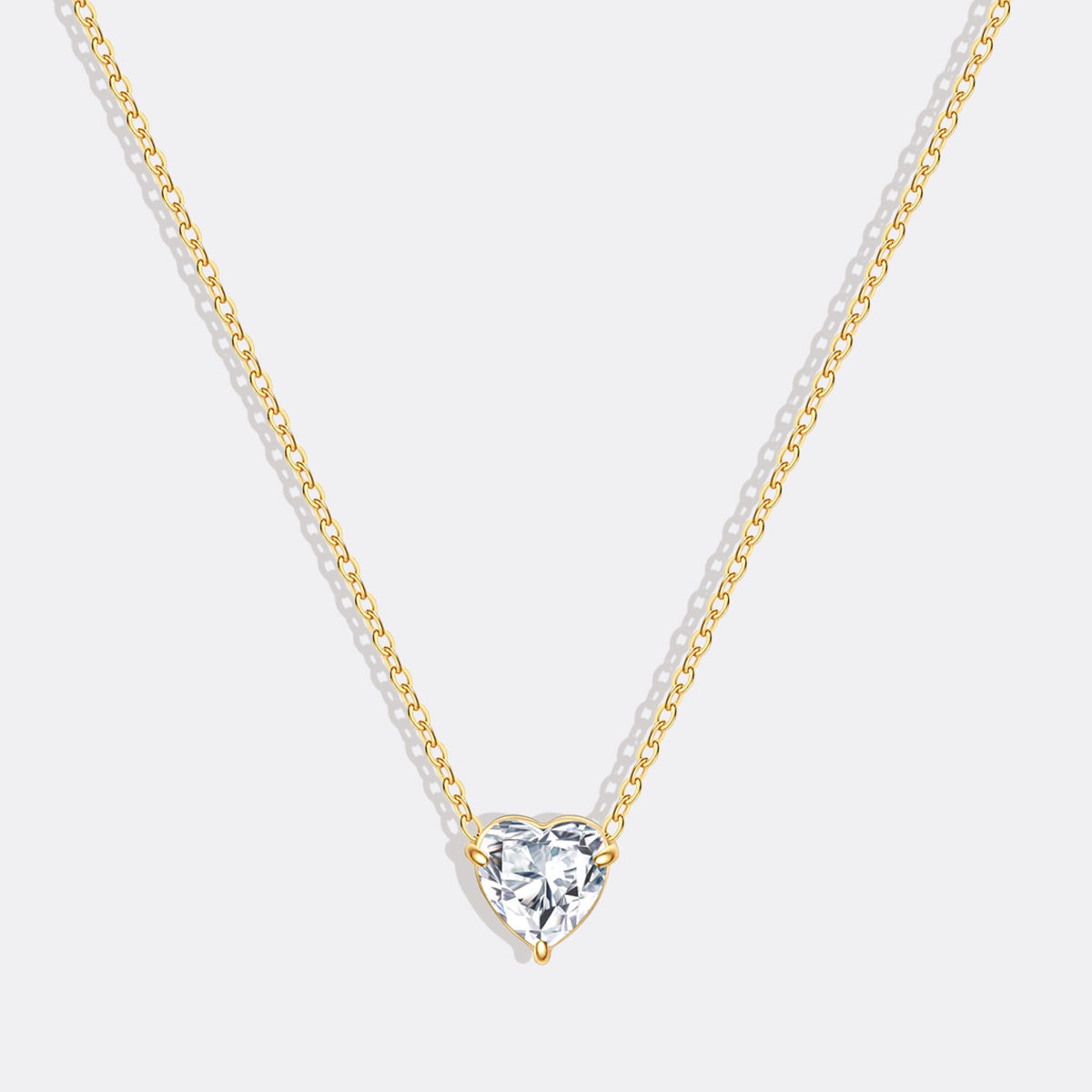 Dainty Birthstone Heart Necklace in gold tone with April birthstone