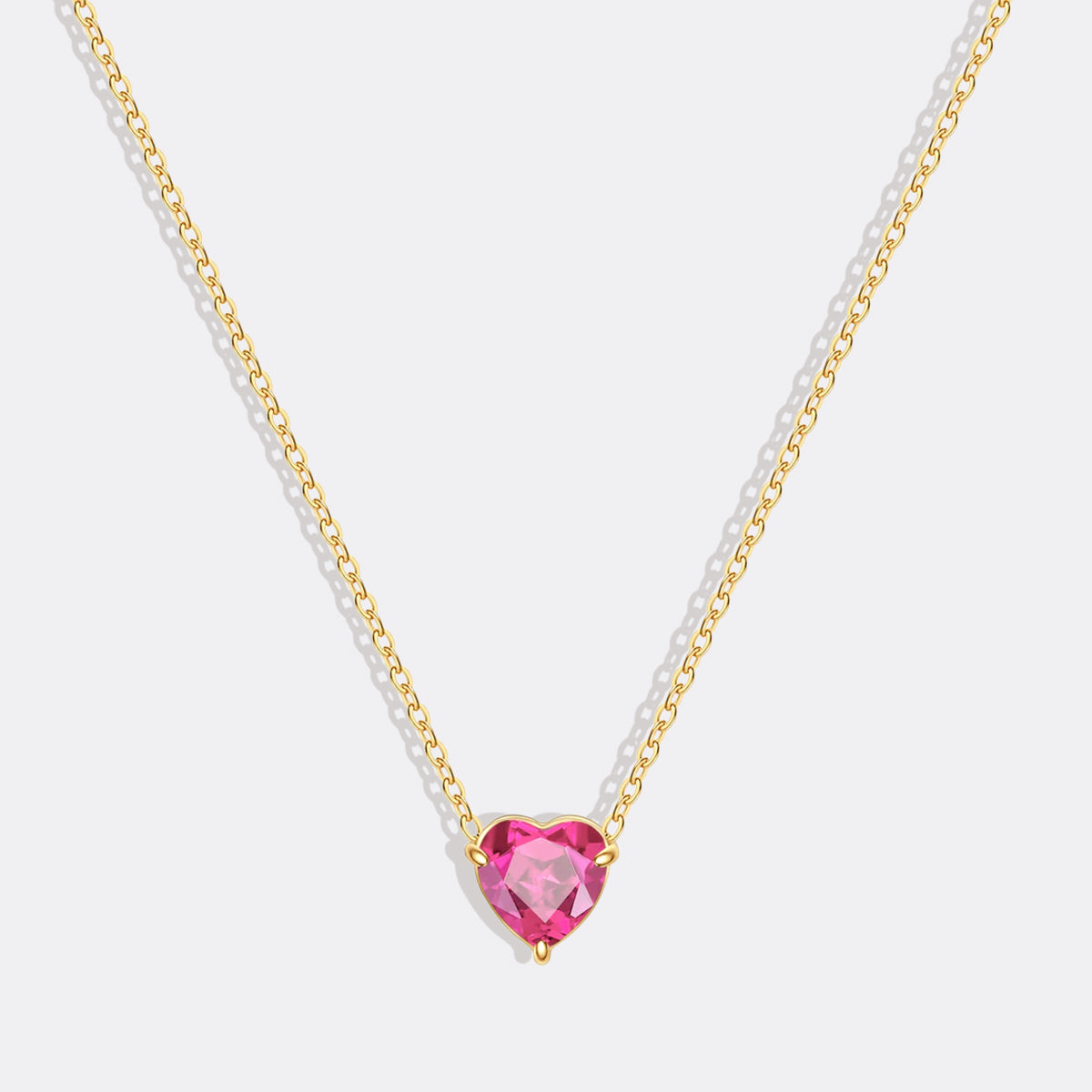 Dainty Birthstone Heart Necklace in gold tone with July birthstone