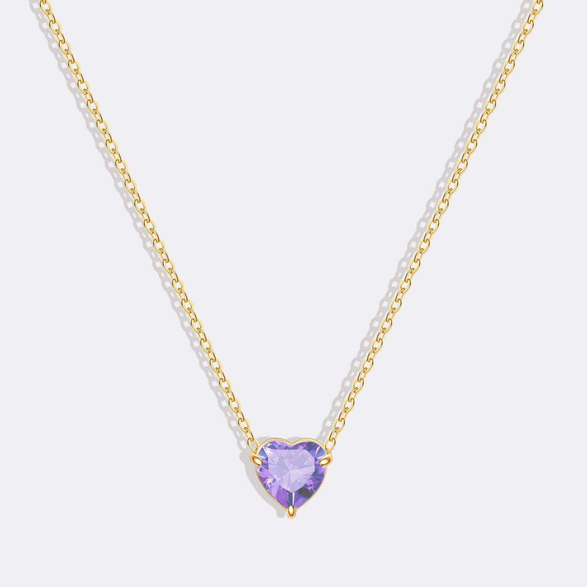 Dainty Birthstone Heart Necklace in gold tone with June birthstone