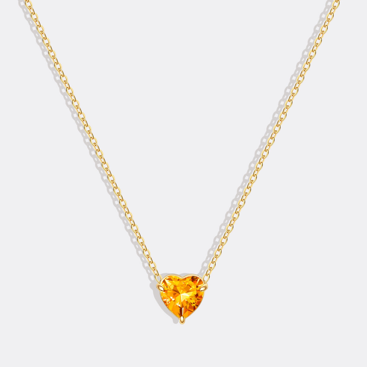 Dainty Birthstone Heart Necklace in gold tone with November birthstone
