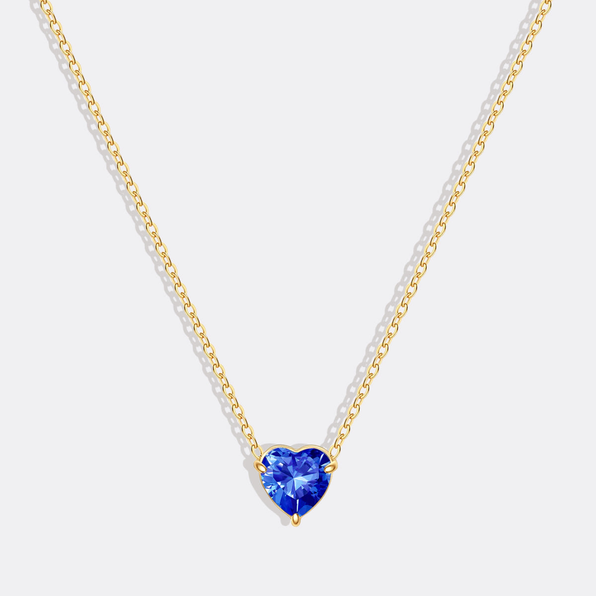 Dainty Birthstone Heart Necklace in gold tone with September birthstone