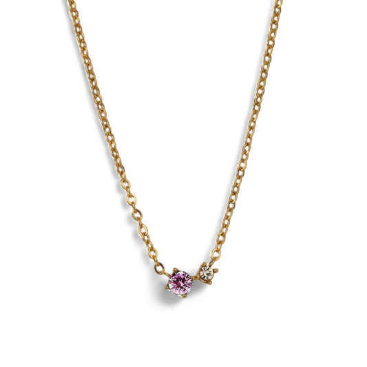 Dainty Birthstone Solitaire Necklace with Diamond Accent — Vanny Jewels