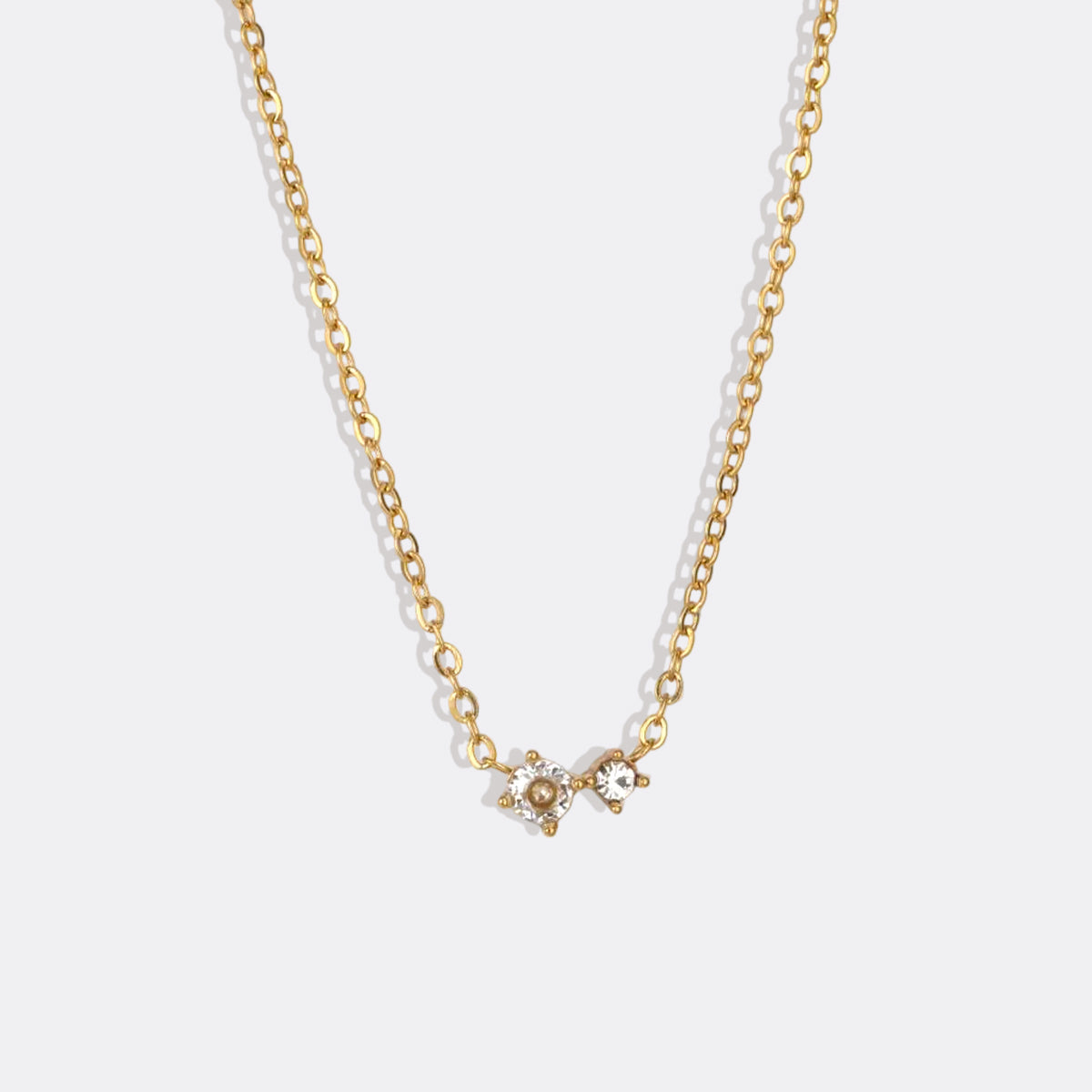 Dainty Birthstone Solitaire Necklace with Diamond Accent in gold tone with April birthstone