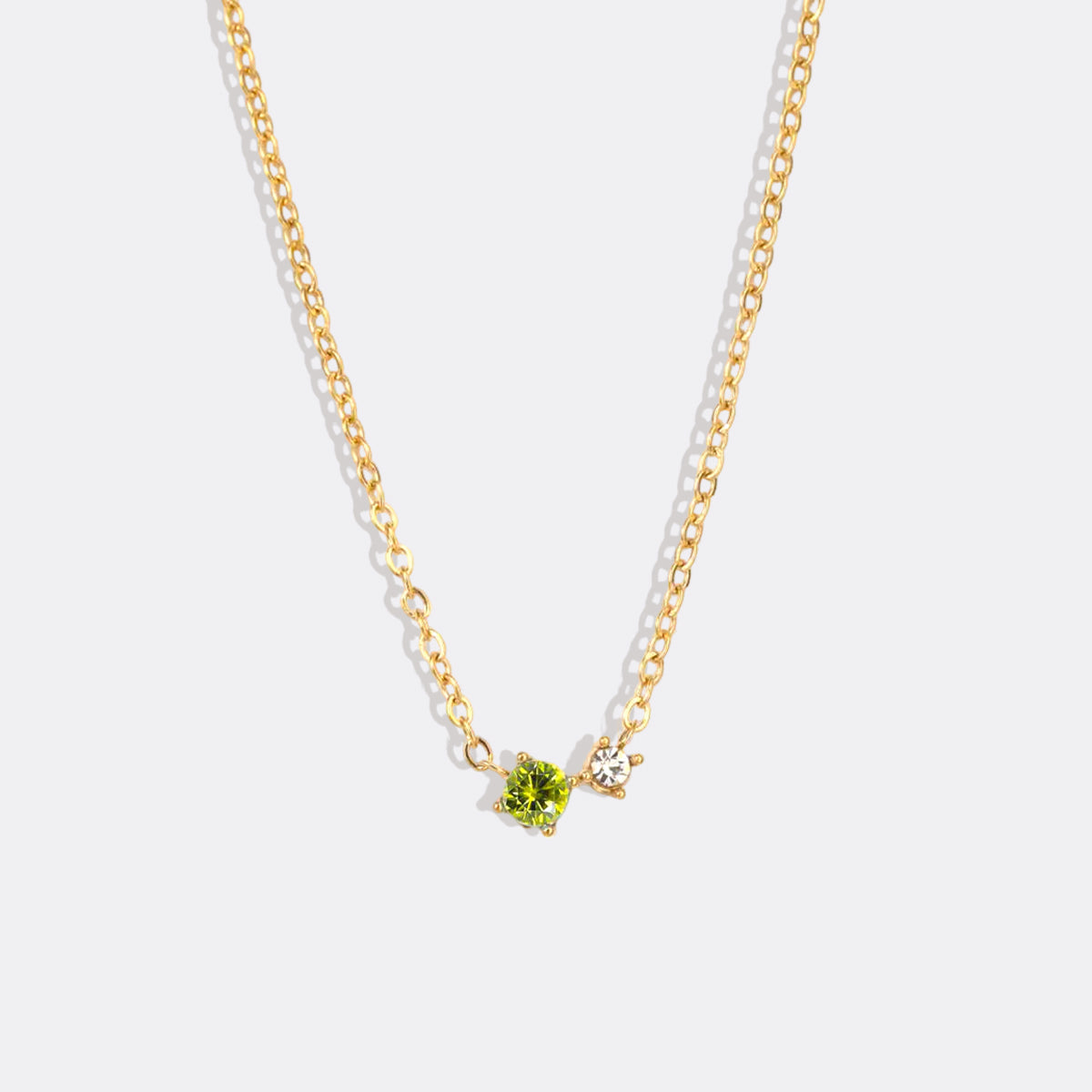 Dainty Birthstone Solitaire Necklace with Diamond Accent in gold tone with August birthstone