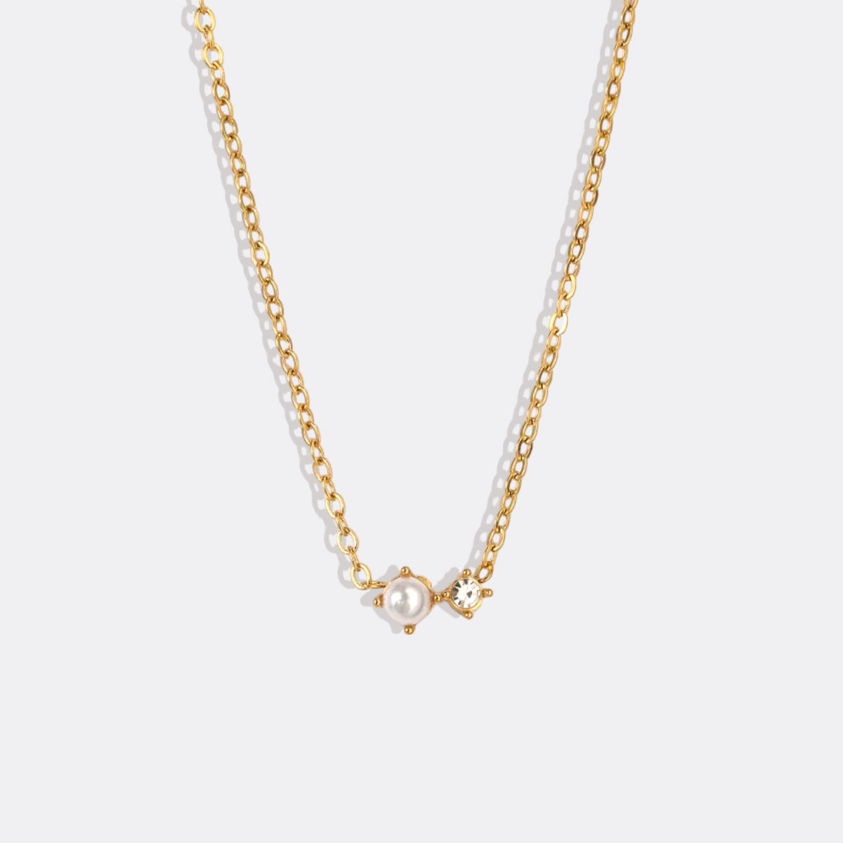 Dainty Birthstone Solitaire Necklace with Diamond Accent in gold tone with June birthstone