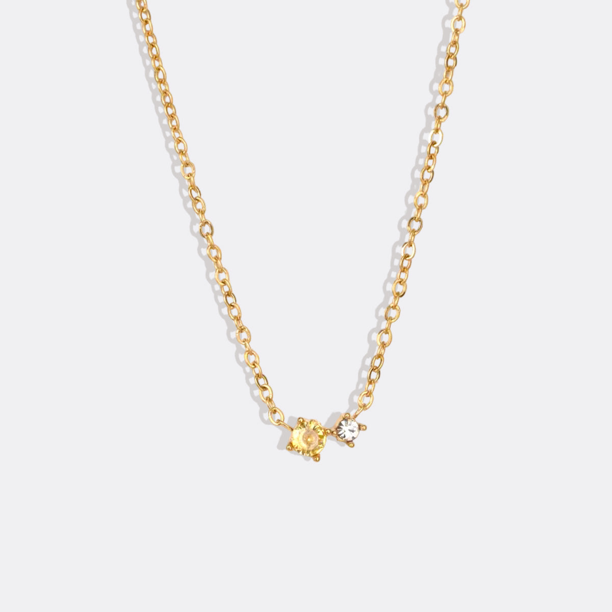 Dainty Birthstone Solitaire Necklace with Diamond Accent in gold tone with November birthstone