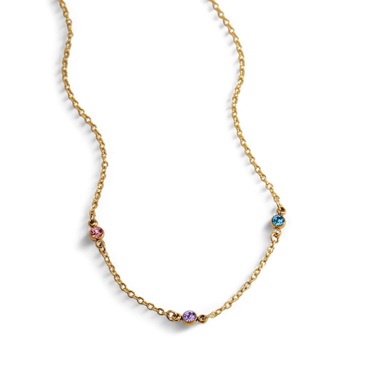 Dainty Birthstone Station Necklace — Vanny Jewels