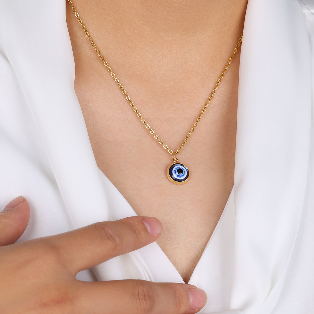 Zierliche Boho Evil Eye Charm Halskette