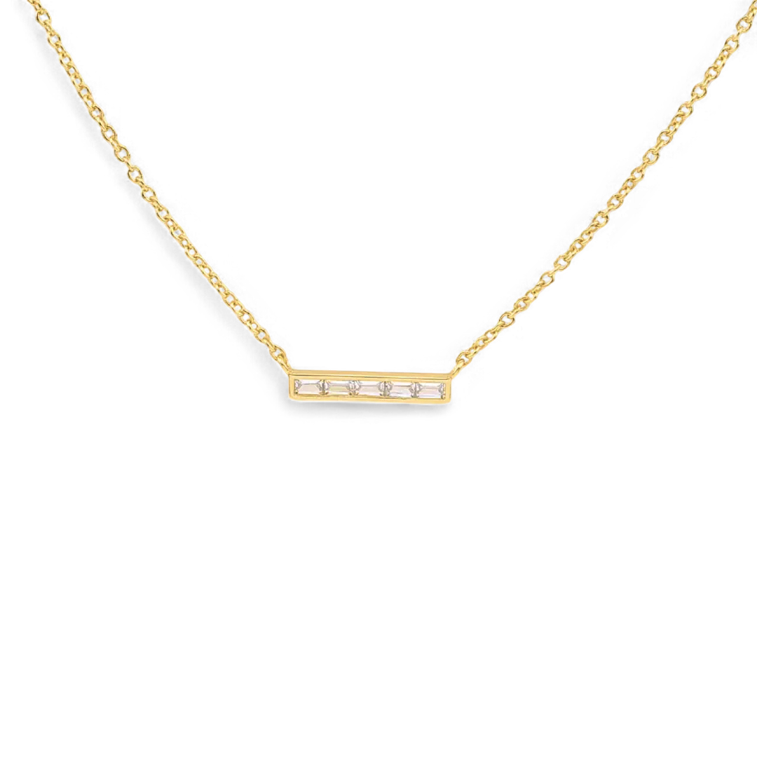 Dainty Crystal Bar Pendant Necklace — Vanny Jewels