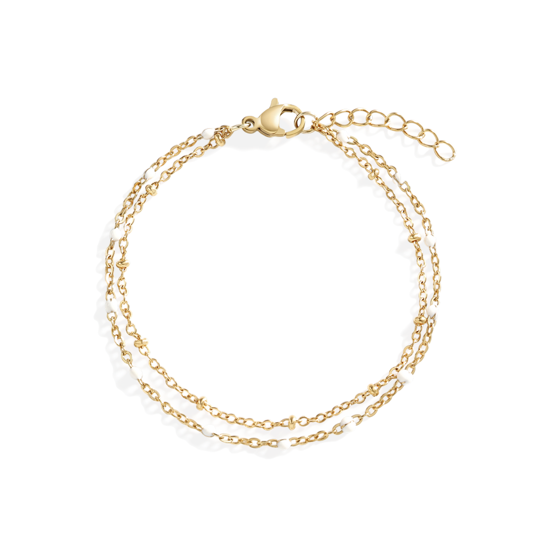 Dainty Double Chain Beaded Bracelet necklace — Vanny Jewels