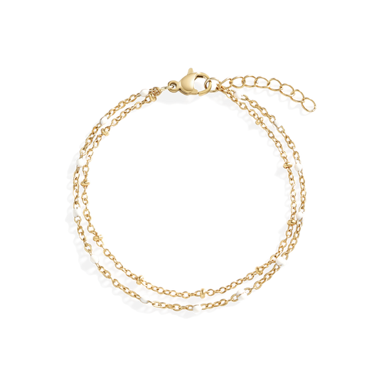 Dainty Double Chain Beaded Bracelet necklace — Vanny Jewels