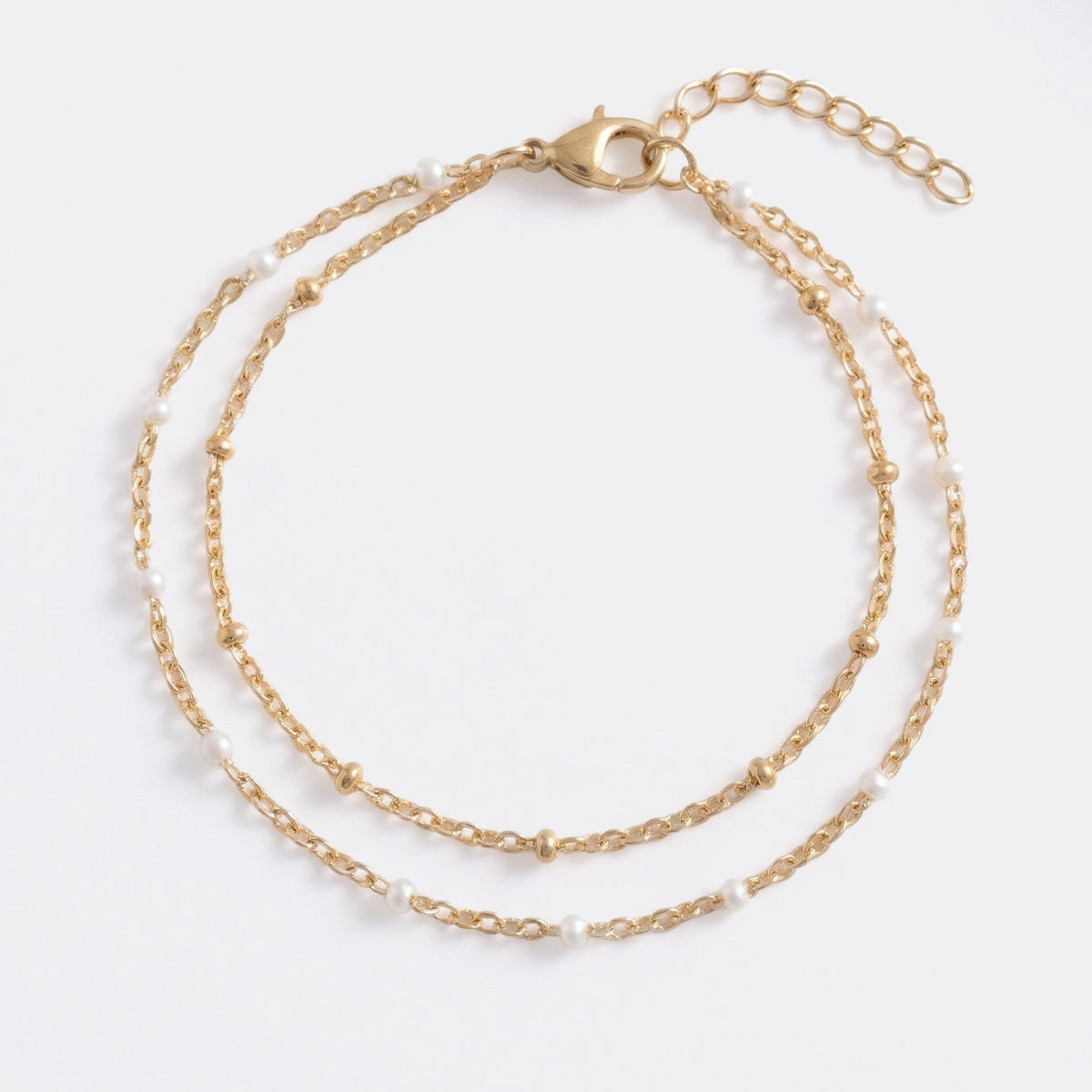 Bracciale Doppia Catena Delicata con Perline