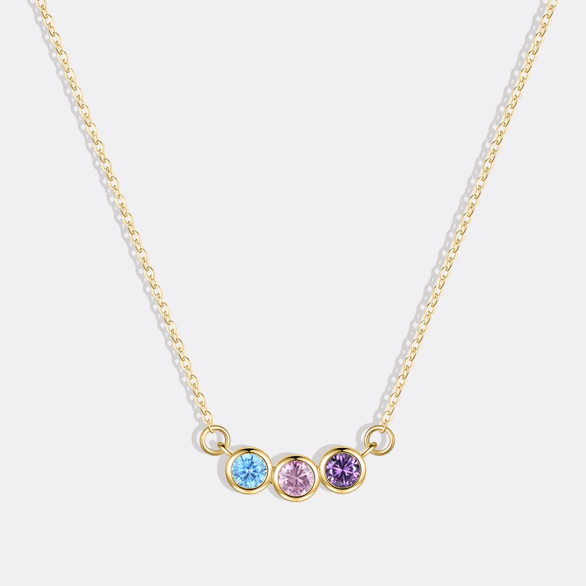 Dainty Family Birthstones Necklace in gold tone