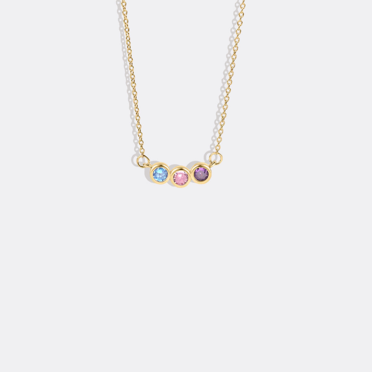 Dainty Family Birthstones Necklace in gold tone