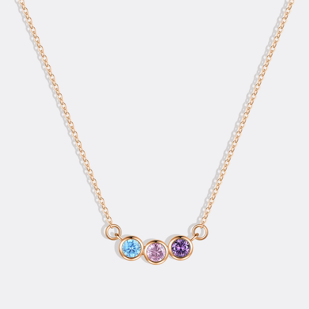 Dainty Family Birthstones Necklace in rose gold tone