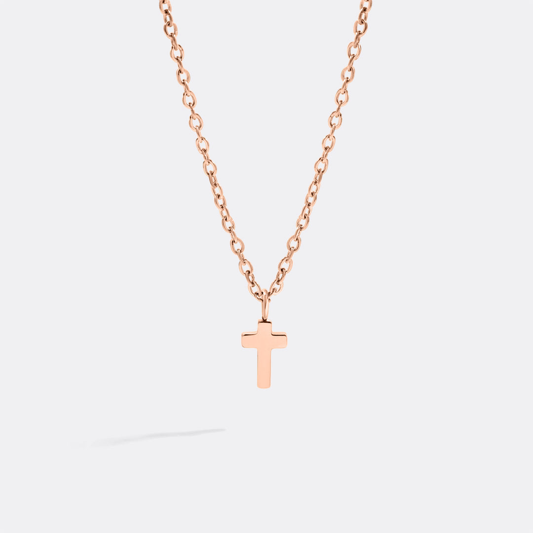 Dainty Cross Pendant in rose gold tone