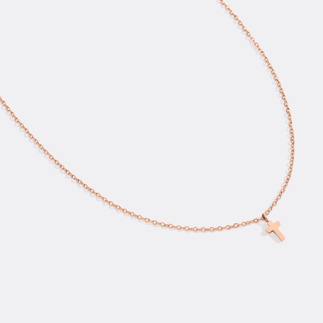 Dainty Cross Pendant in rose gold tone