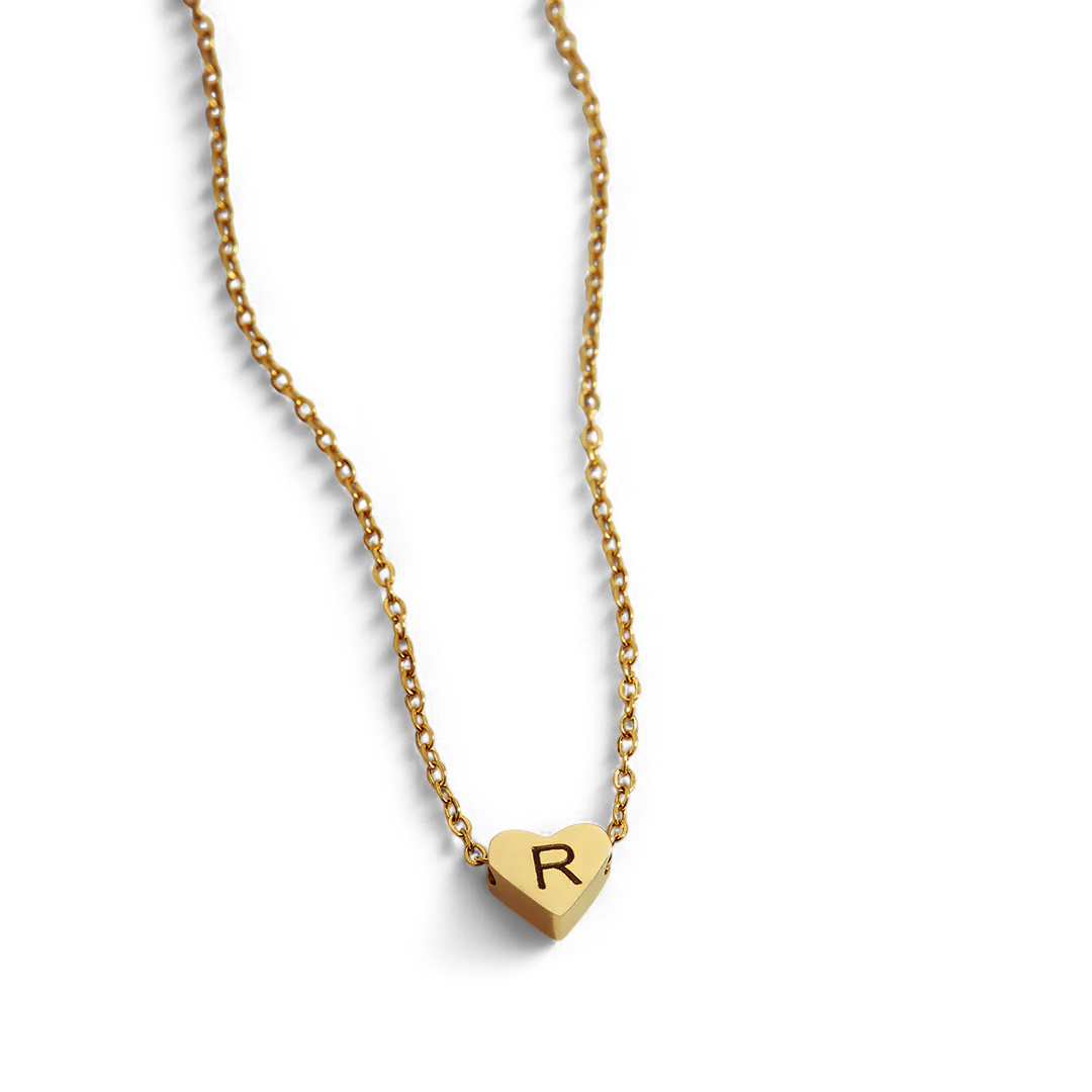 Dainty Heart Initial Necklace — Vanny Jewels