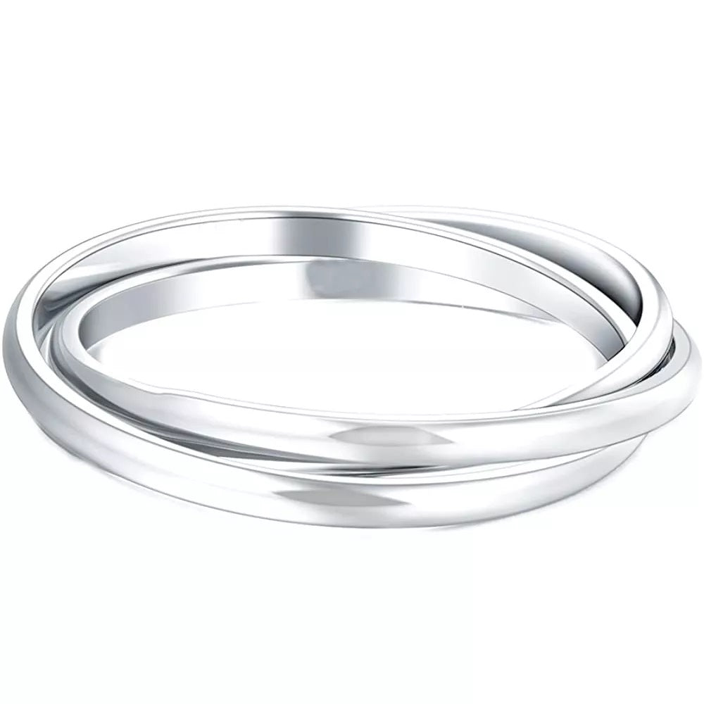 Dainty Interlocking Fidget Ring in 925 sterling silver, flat lay detail