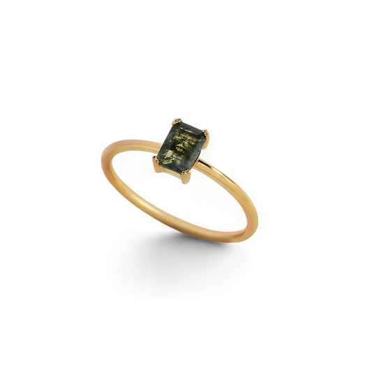Dainty Moss Agate Ring in 925 Sterling Silver — Vanny Jewels