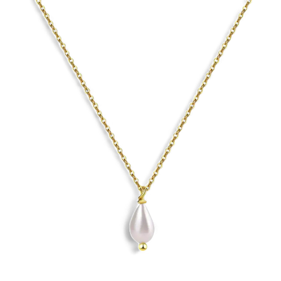 Dainty Pearl Drop Necklace in 925 Sterling Silver — Vanny Jewels