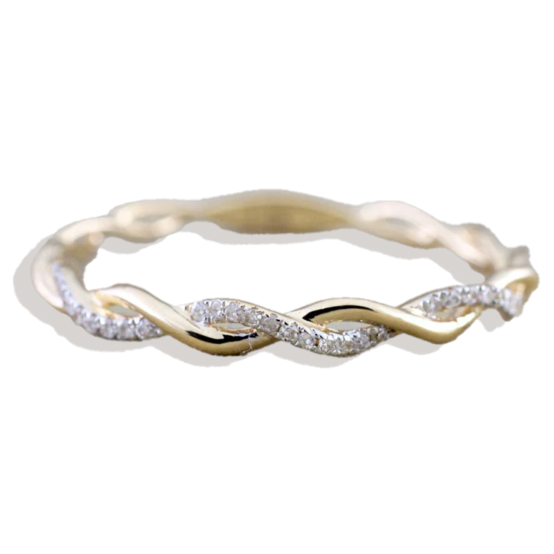 Zierlicher Stapelring mit Pavé-Twist