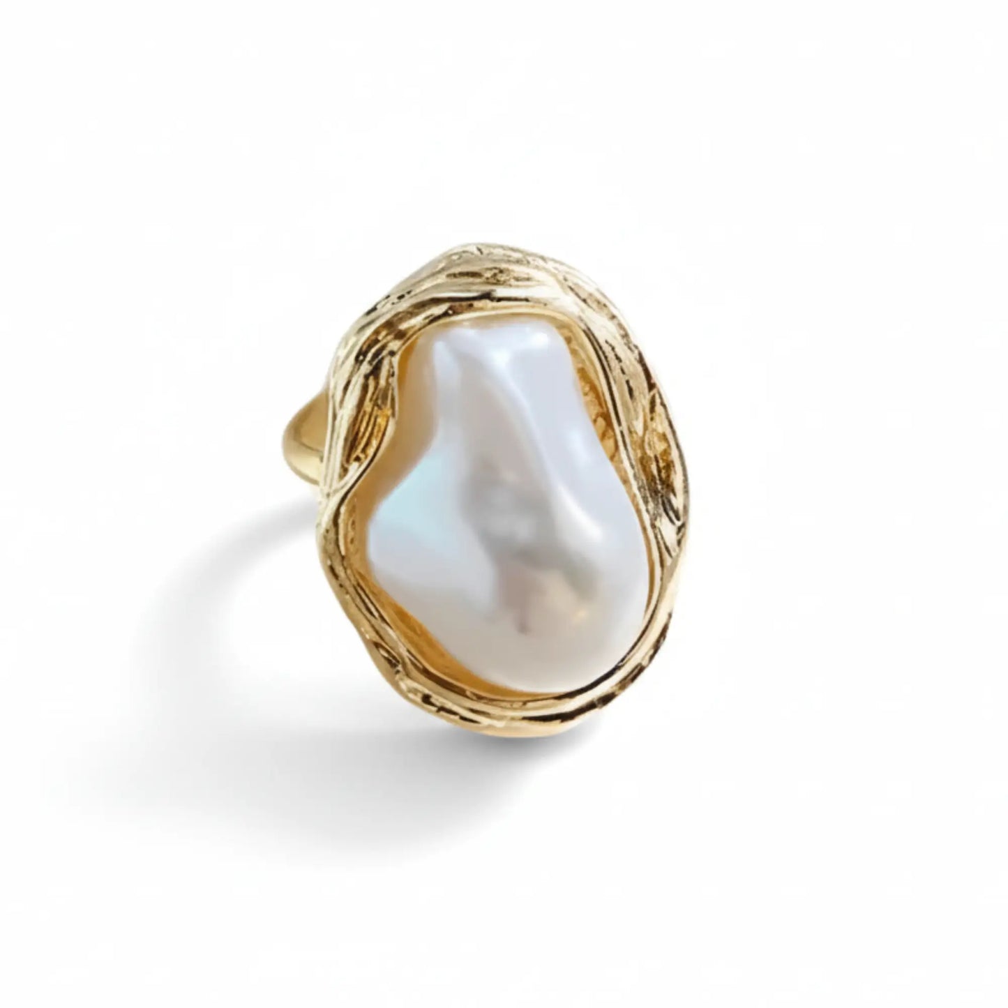 Pearl Finish Gold Ring in gold tone