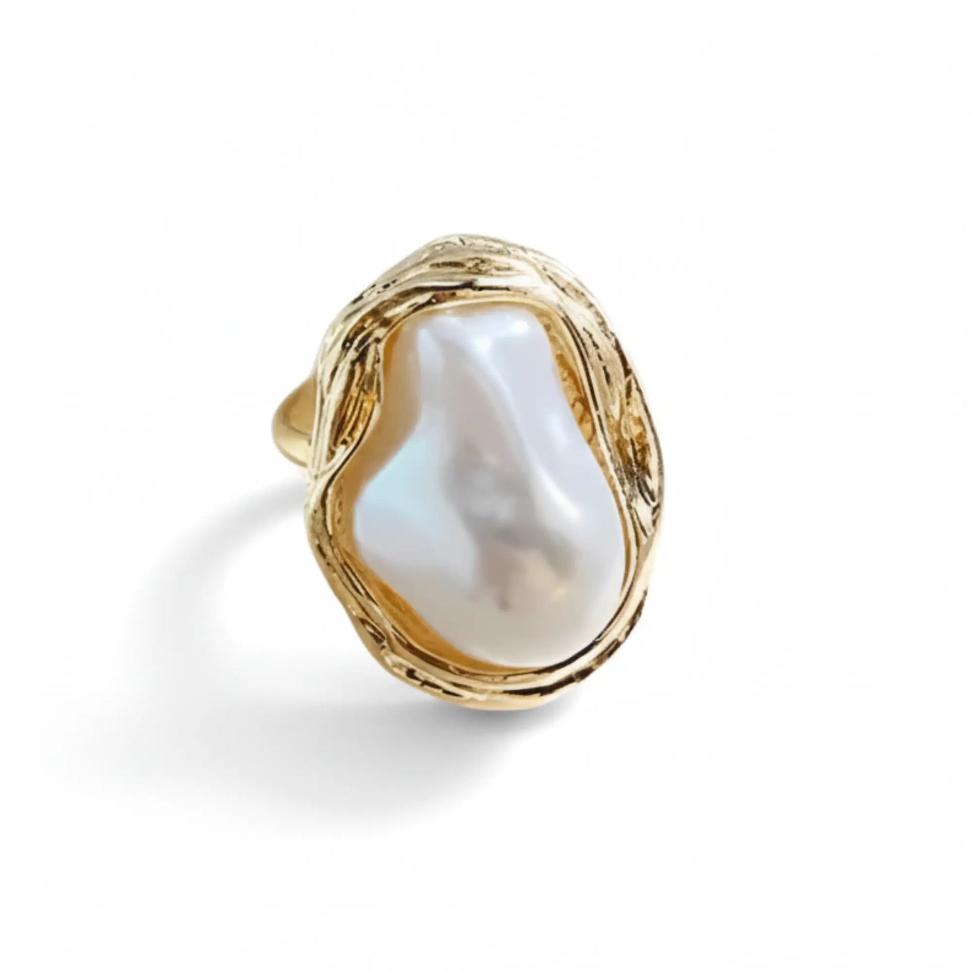 Pearl Finish Gold Ring in gold tone