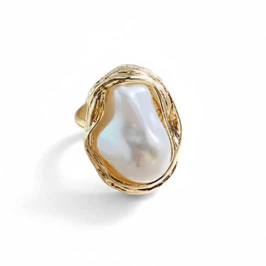 Pearl Finish Gold Ring in gold tone