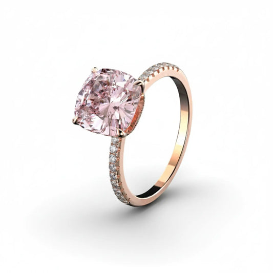 Rose Gold Solitaire Ring in gold tone
