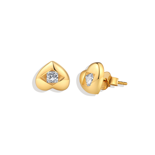 Diamond Heart Stud Earrings in 925 Sterling Silver — Vanny Jewels