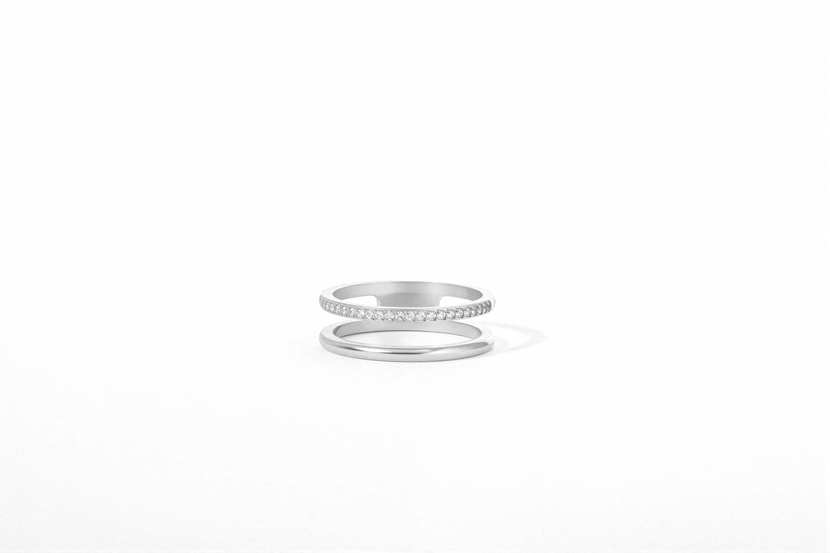 Double Band Pave Ring