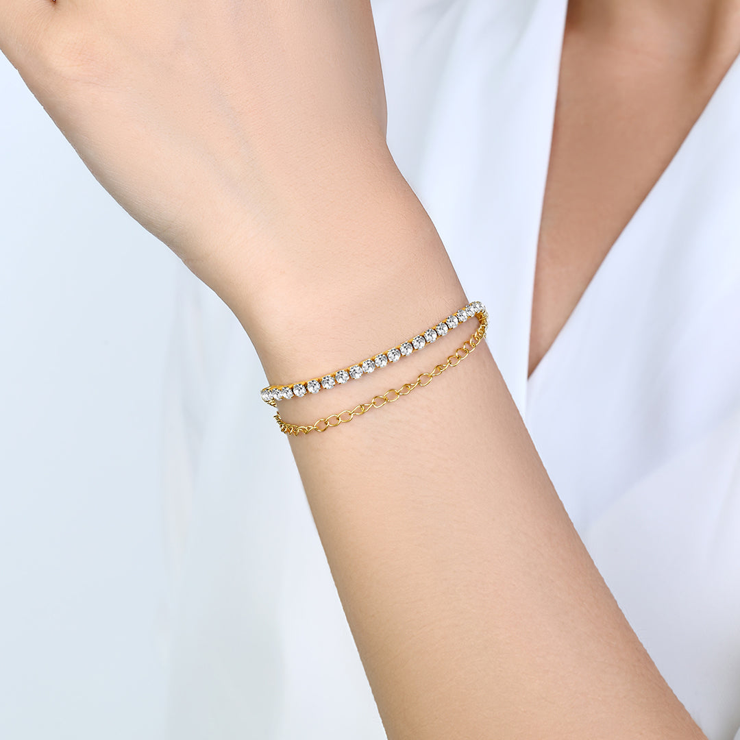 Doppelte Tennisarmbandkette