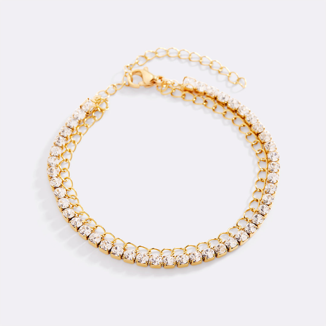 Double Chain Tennis Bracelet in gold tone