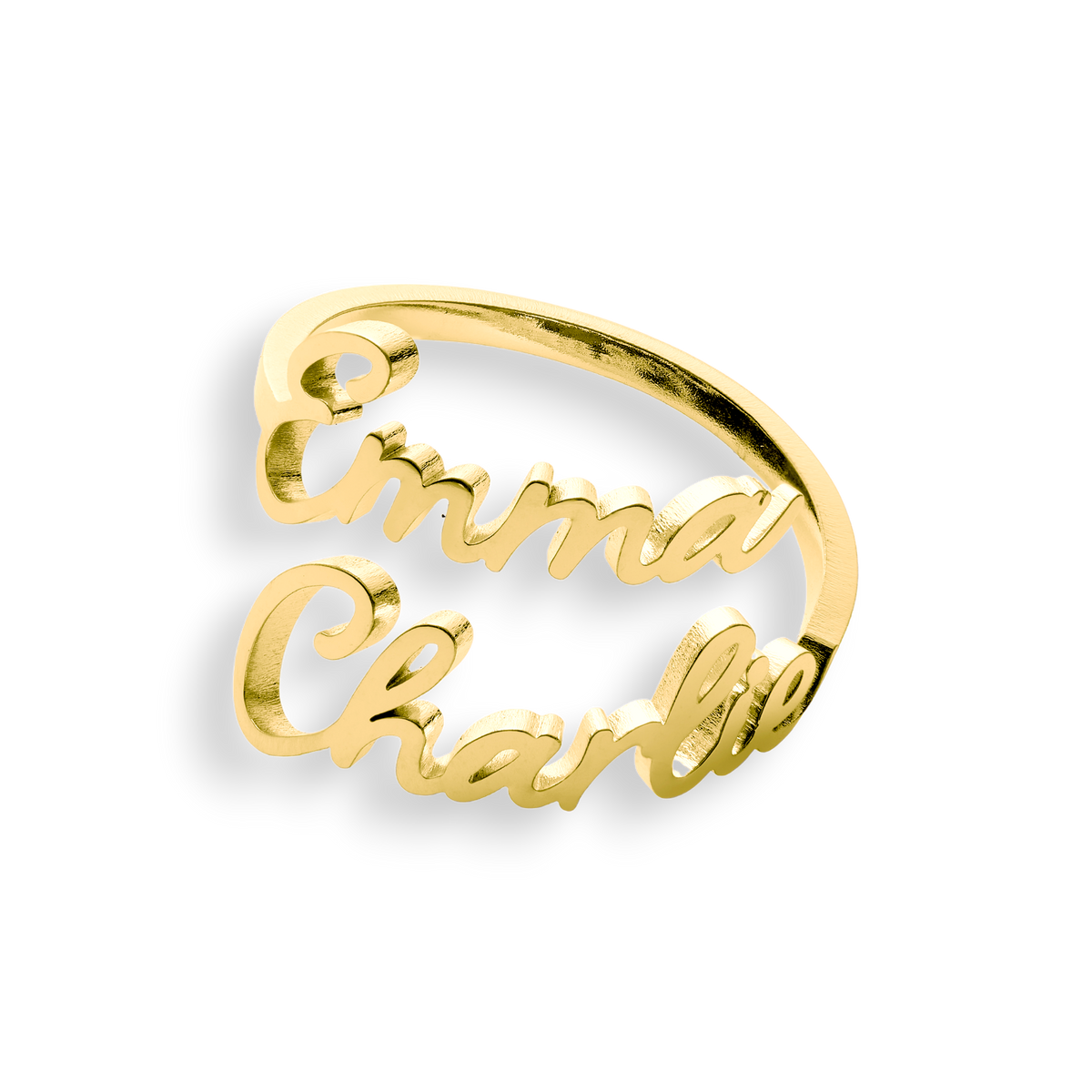 Double Name Ring in gold tone